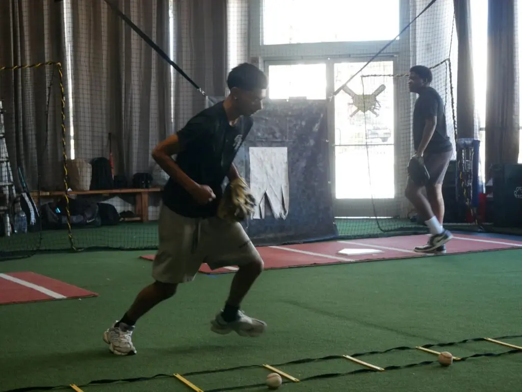 BAP player running an agility ladder drill